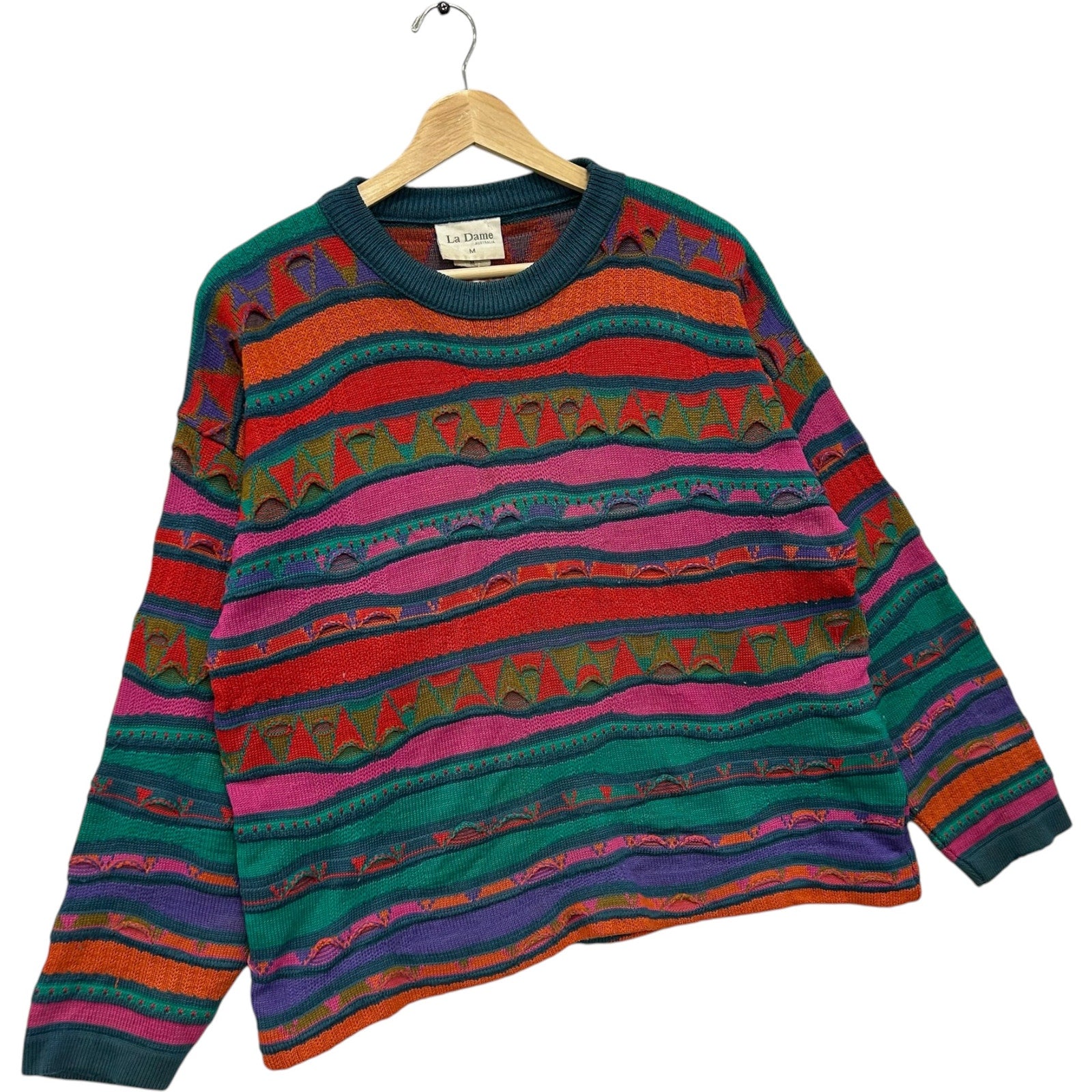 Vintage La Dame 3D Knit Sweater 90s