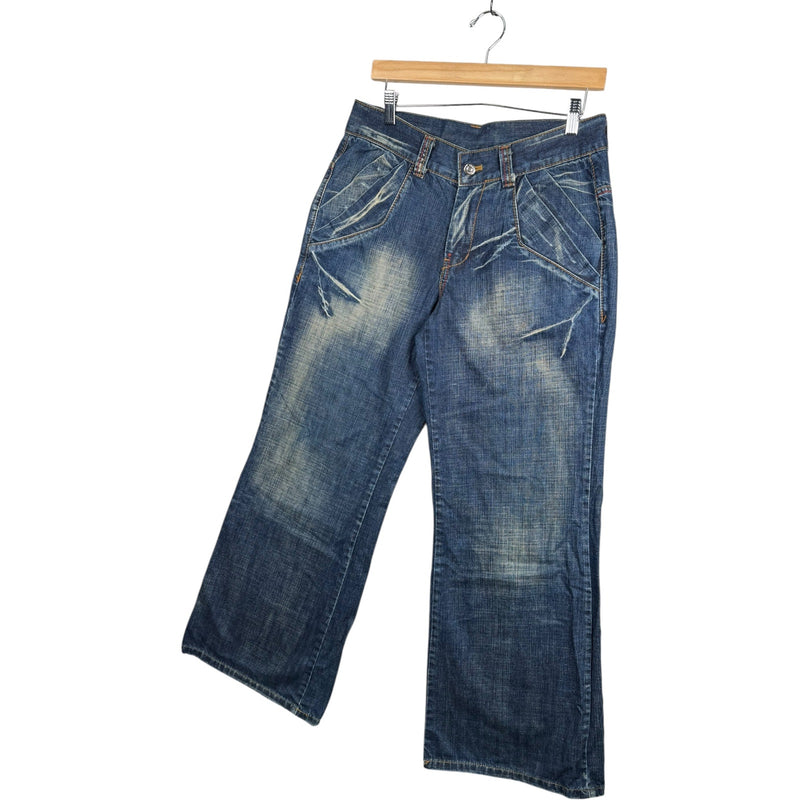 Vintage Utility Wide Leg Denim Jeans 32