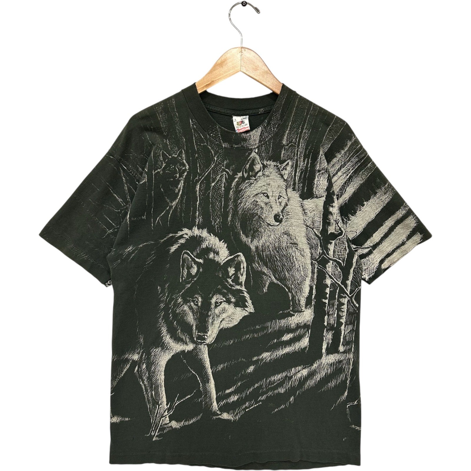 Vintage Wolf Pack Double Sided AOP Nature Tee