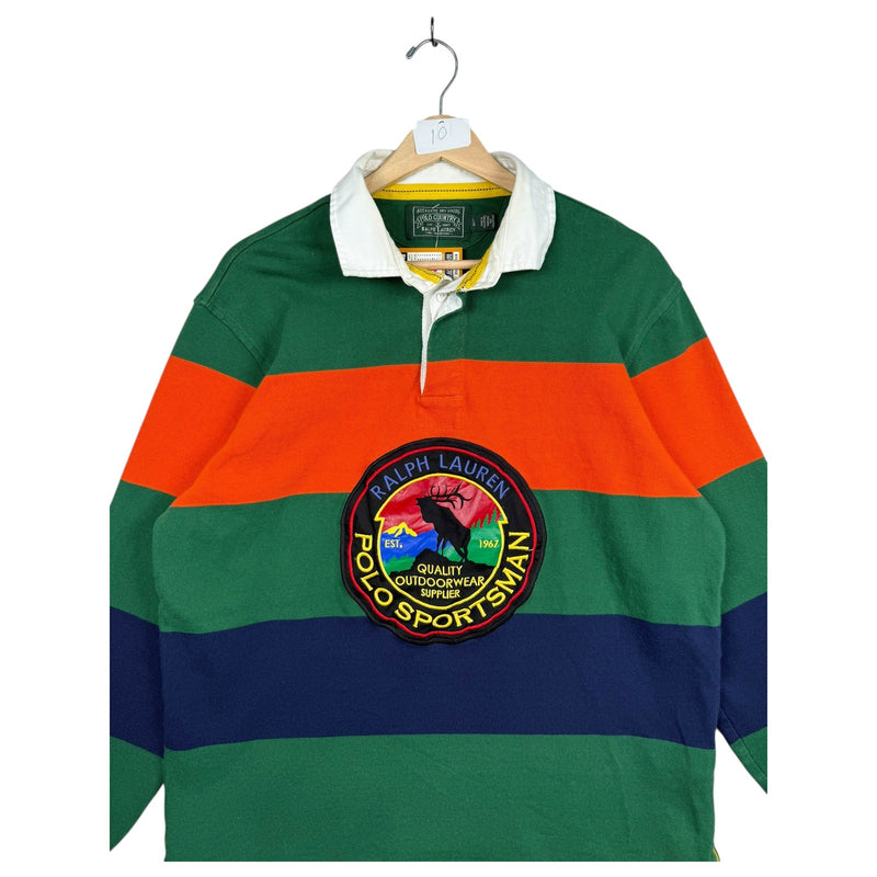 Vintage Polo Ralph Lauren Sportsman Striped Long Sleeve Rugby Shirt