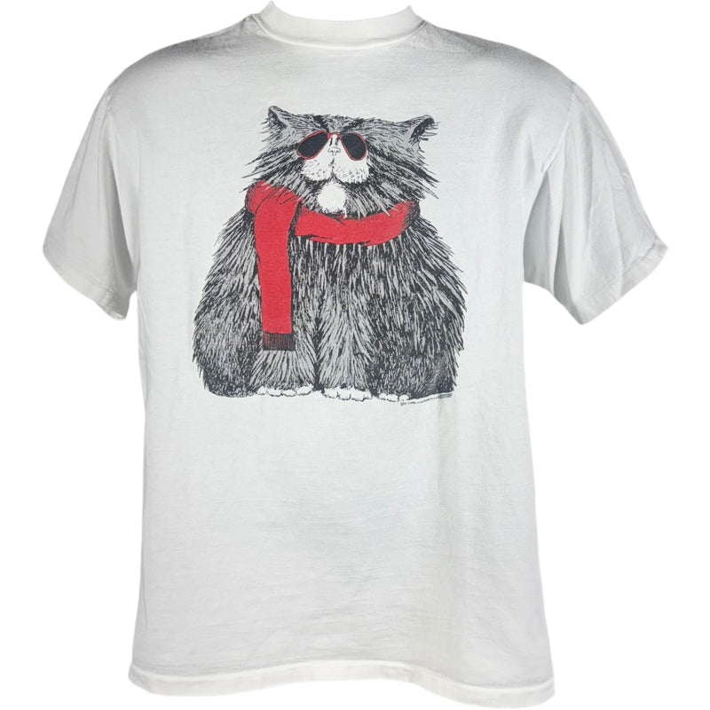 Vintage Cat In A Scarf Art Tee 80s