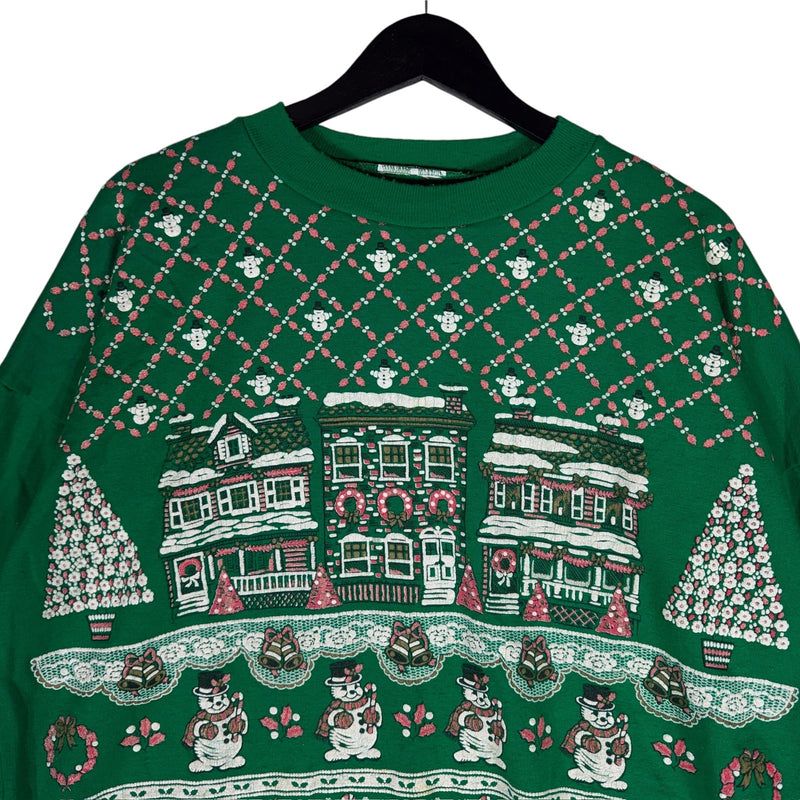 Vintage Snowy Christmas Town Holiday Crewneck 90s