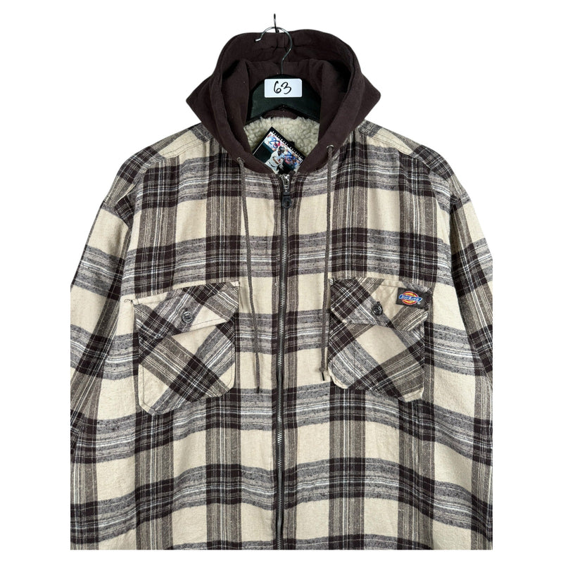 Vintage Dickies Plaid Sherpa Lined Hooded Shirt Jacket