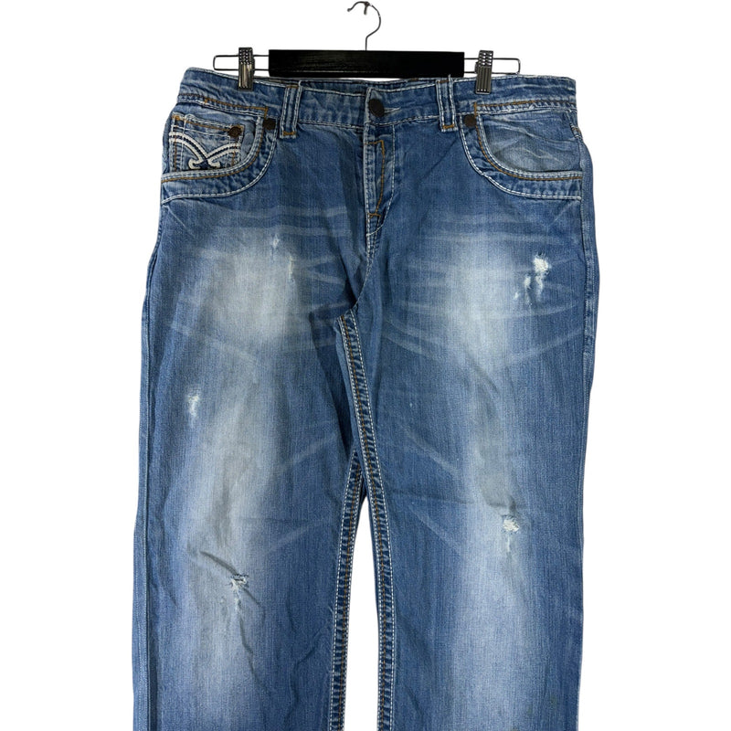 Vintage Gasparo Straight Leg Distressed Denim Jeans 38