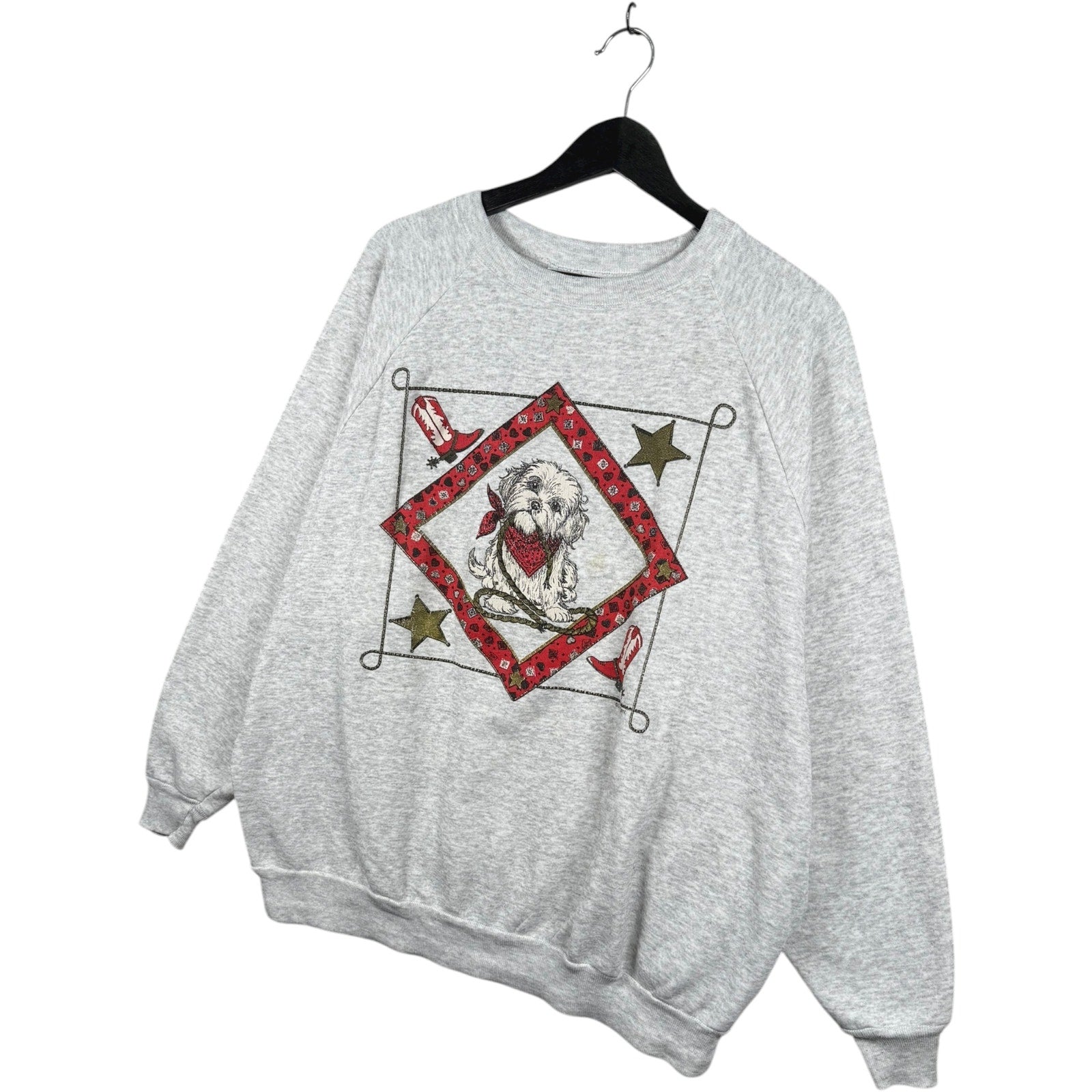 Vintage Western Dog Cowboy Boots Stars Crewneck