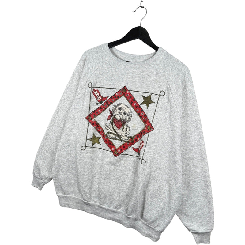 Vintage Western Dog Cowboy Boots Stars Crewneck