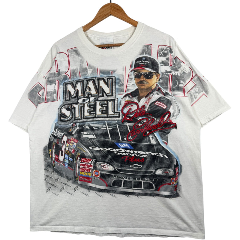 Vintage Dale Earnhardt Man Of Steel Goodwrench AOP NASCAR Tee