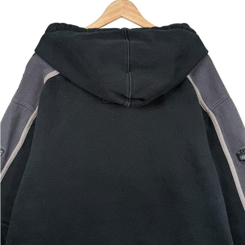 Vintage Harley Davidson Embroidered Two Tone Hoodie