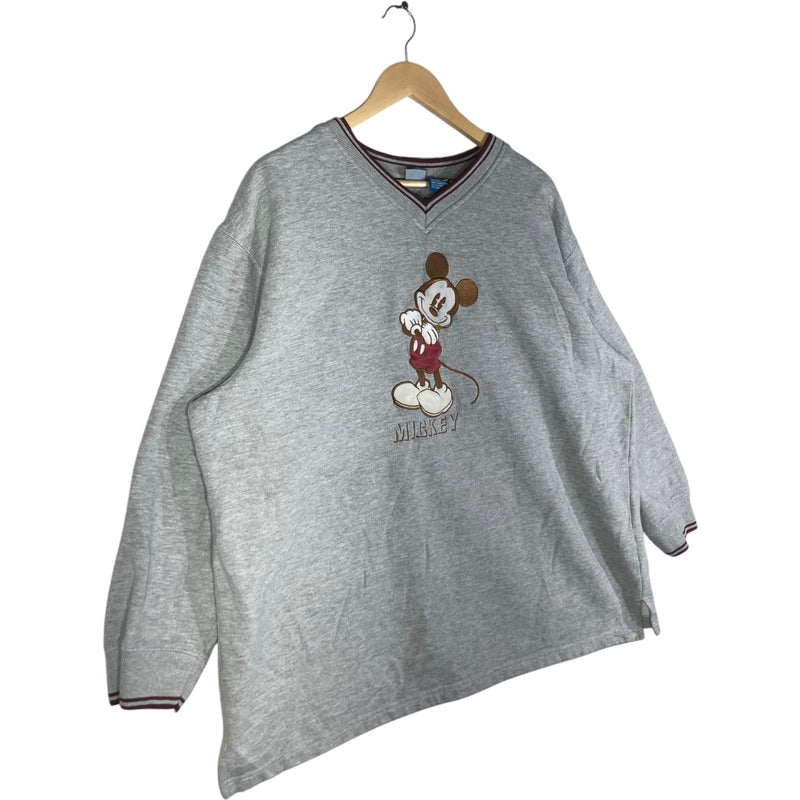 Vintage Disney Embroidered Mickey Mouse V-Neck Sweatshirt