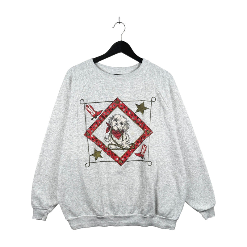 Vintage Western Dog Cowboy Boots Stars Crewneck