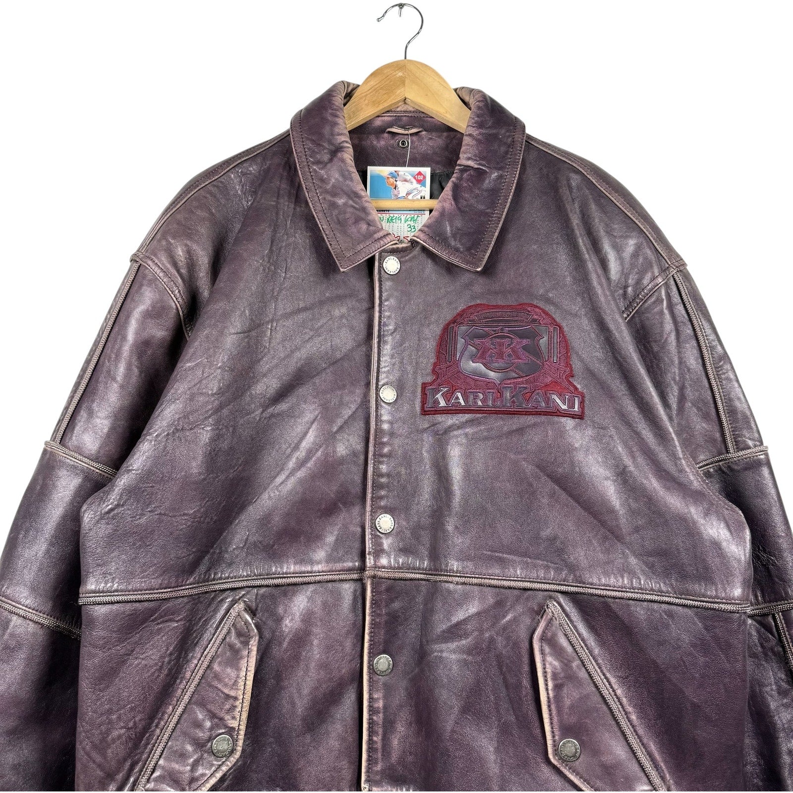 Vintage Karl Kani Embroidered Leather Bomber Jacket