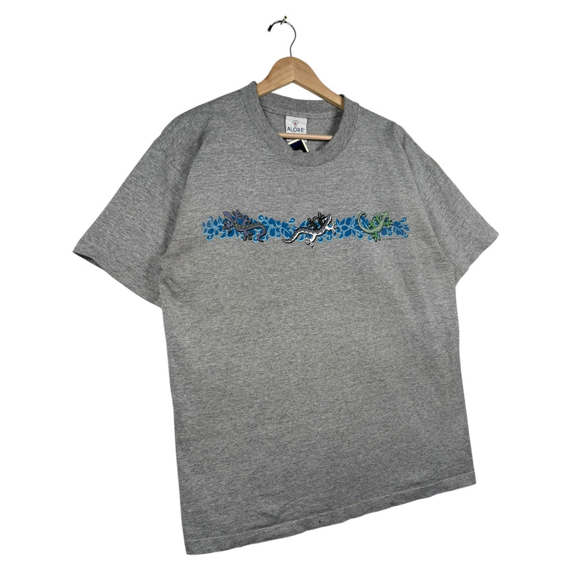 Vintage Alore Lizard Gecko Print Crewneck T-Shirt
