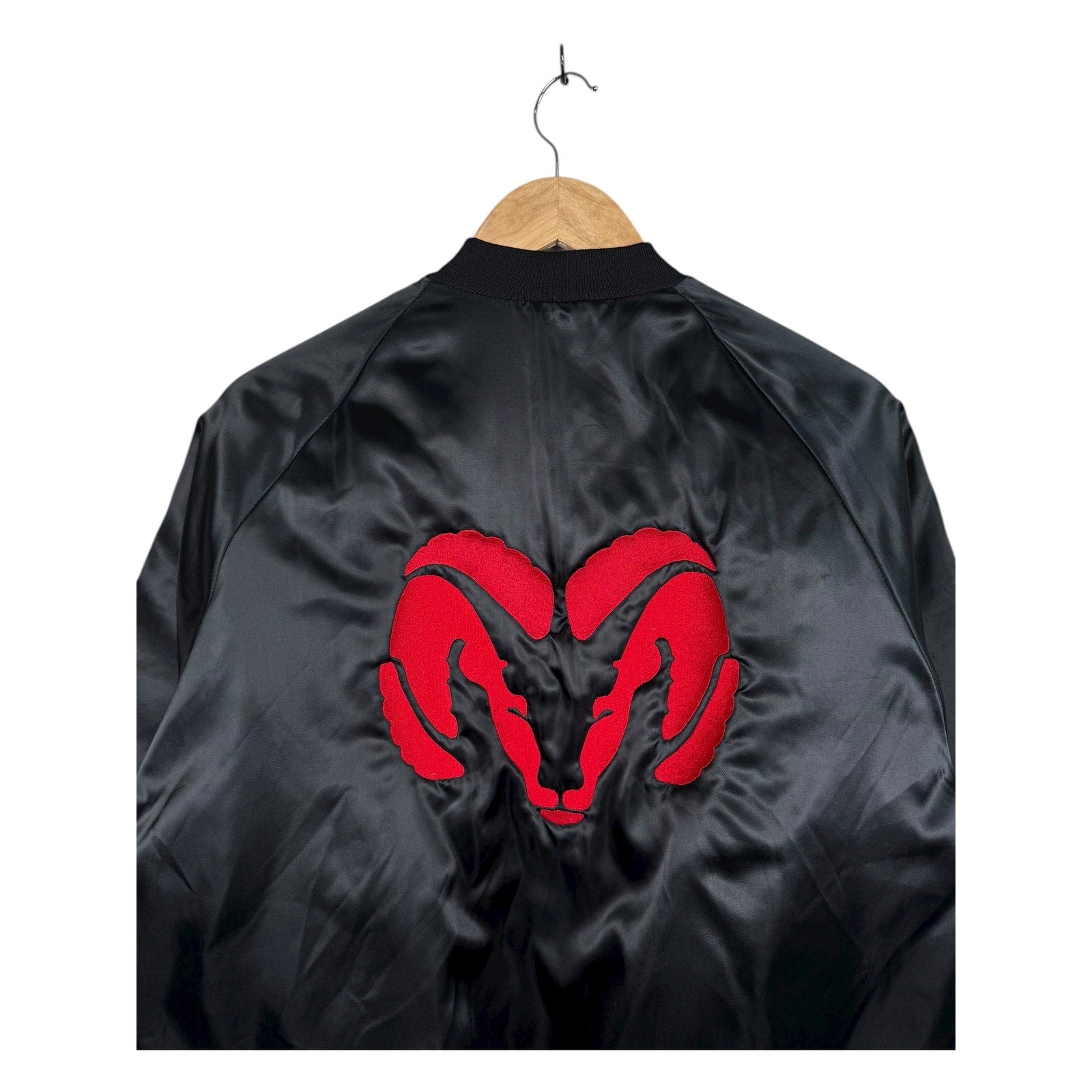 Vintage Dodge Ram Black Satin Bomber Jacket