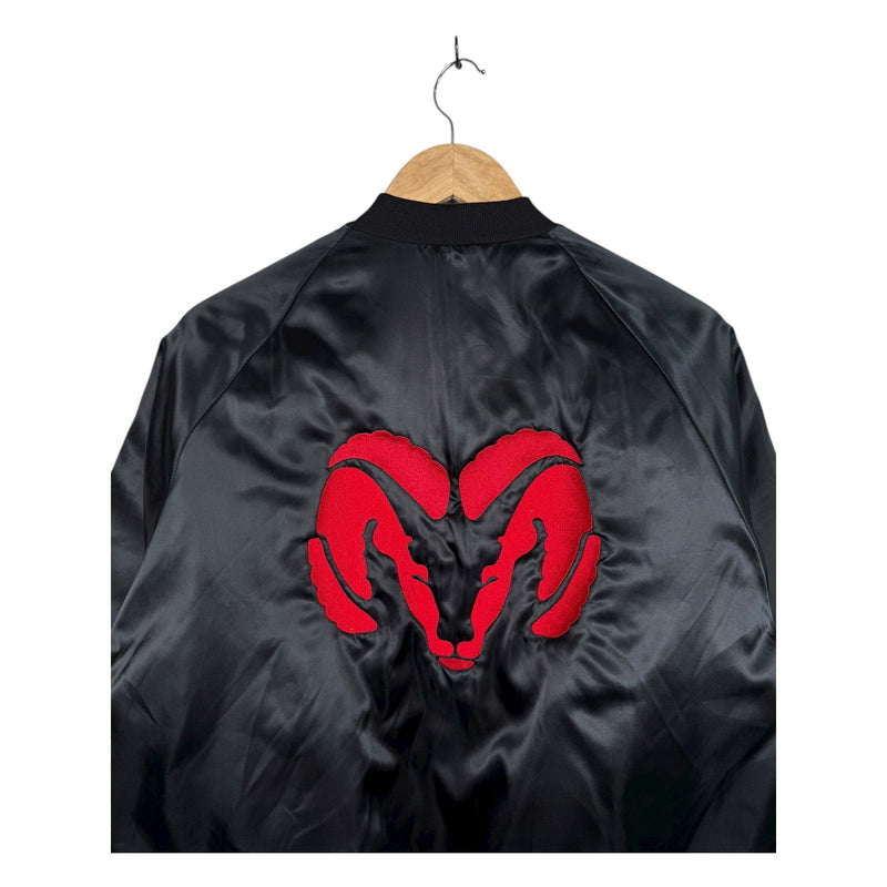 Vintage Dodge Ram Black Satin Bomber Jacket