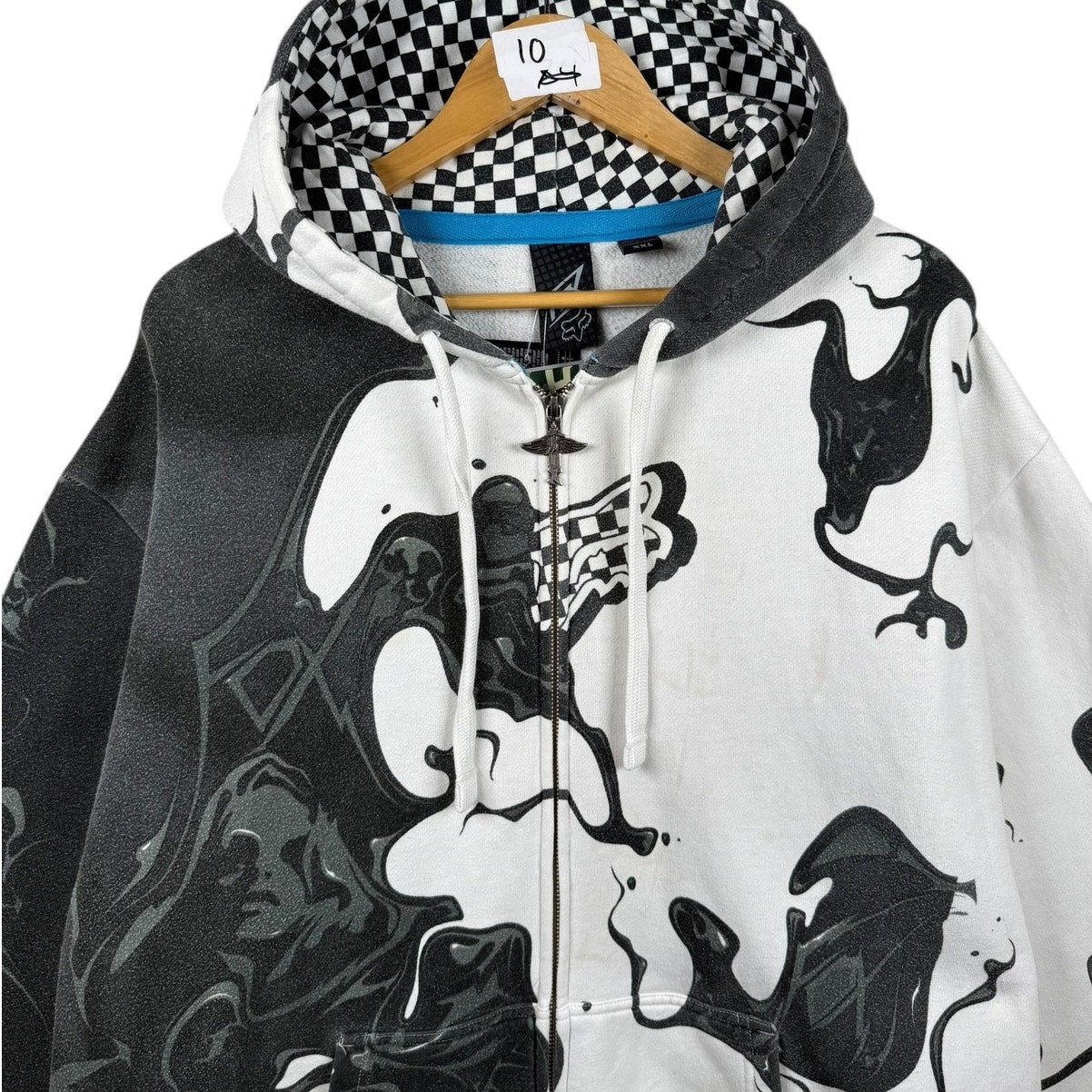 Vintage Split Abstract Graphic Full Zip Hoodie