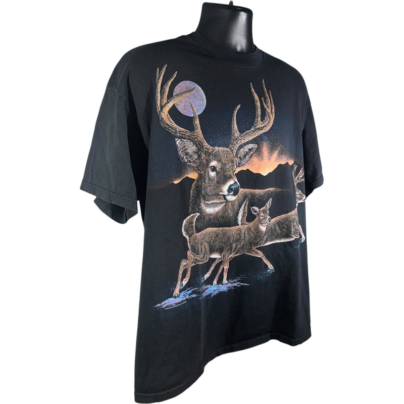 Vintage 3 Deers In Evening Mountain Sunset Graphic Tee