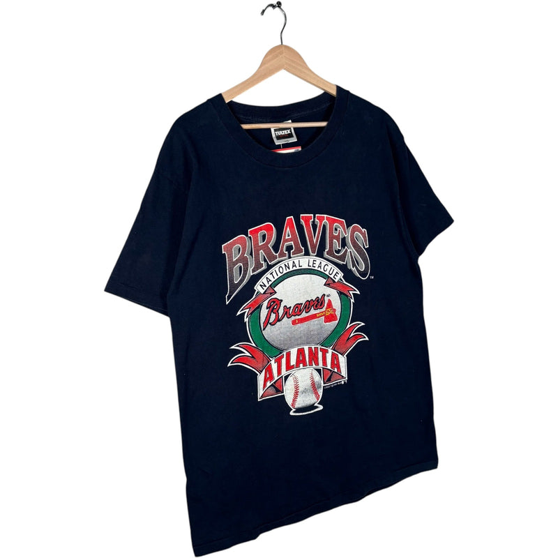 Vintage Logo 7 Atlanta Braves Spellout Logo MLB Tee 1991