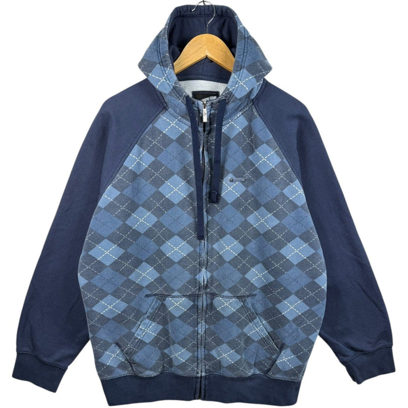 Vintage Argyle Cotton Blend Full Zip Hoodie