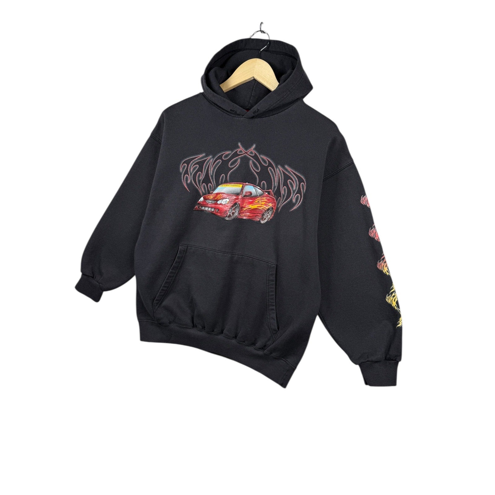 Y2K Tribal Flame Sports Car Hoodie