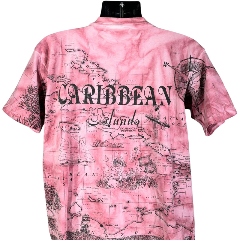 Vintage Caribbean Island Souvenir AOP Tie Dye Tee 90s