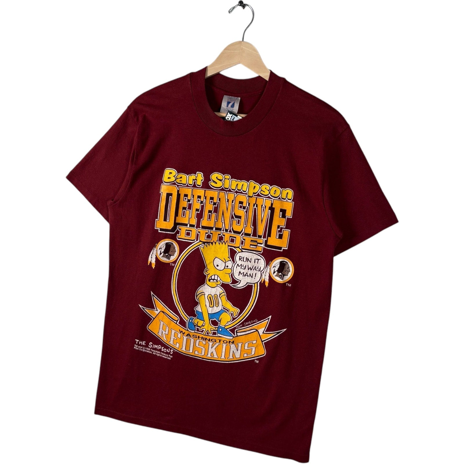 Vintage Logo 7 Washington Redskins Bart Simpson "Offensive Dude" NFL Tee