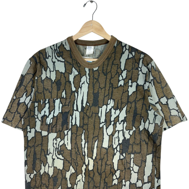 Vintage Trebark Tree Bark Camouflage Pocket Tee