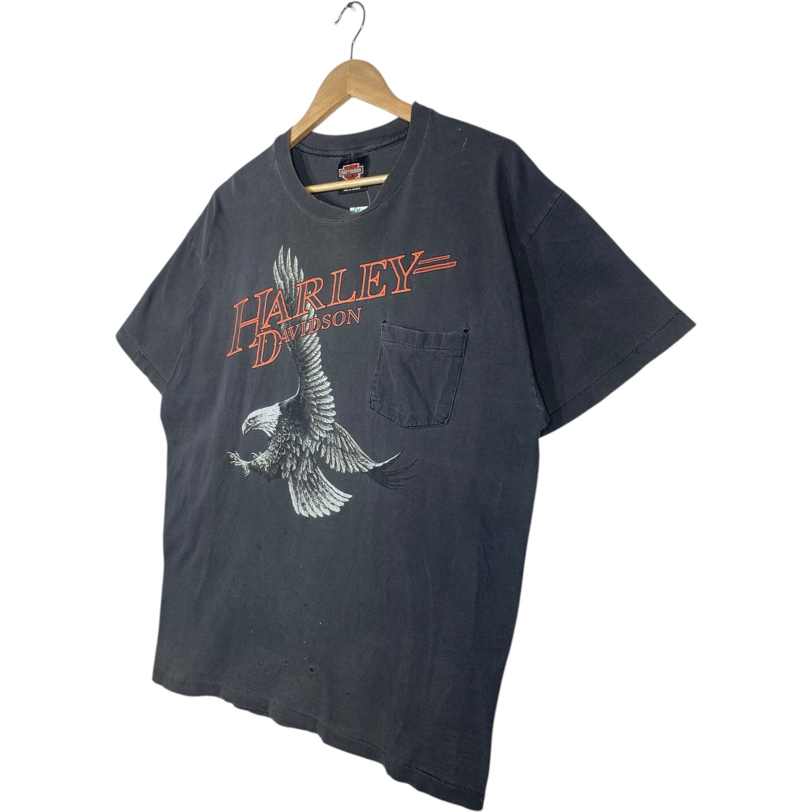 Vintage Harley Davidson Las Vegas Biker Graphic Pocket T-Shirt