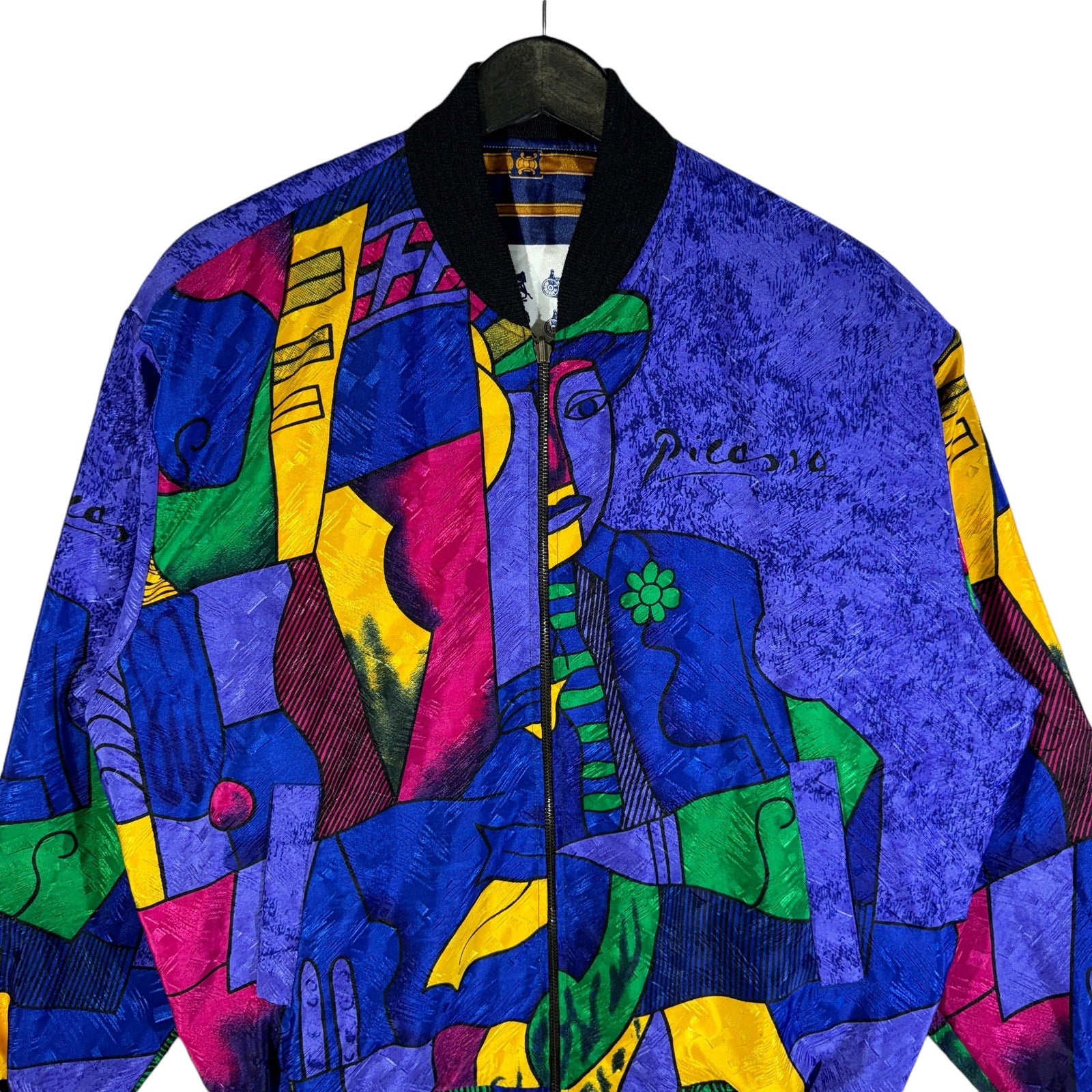 Vintage Picasso Abstract Design Reversible Bomber Jacket