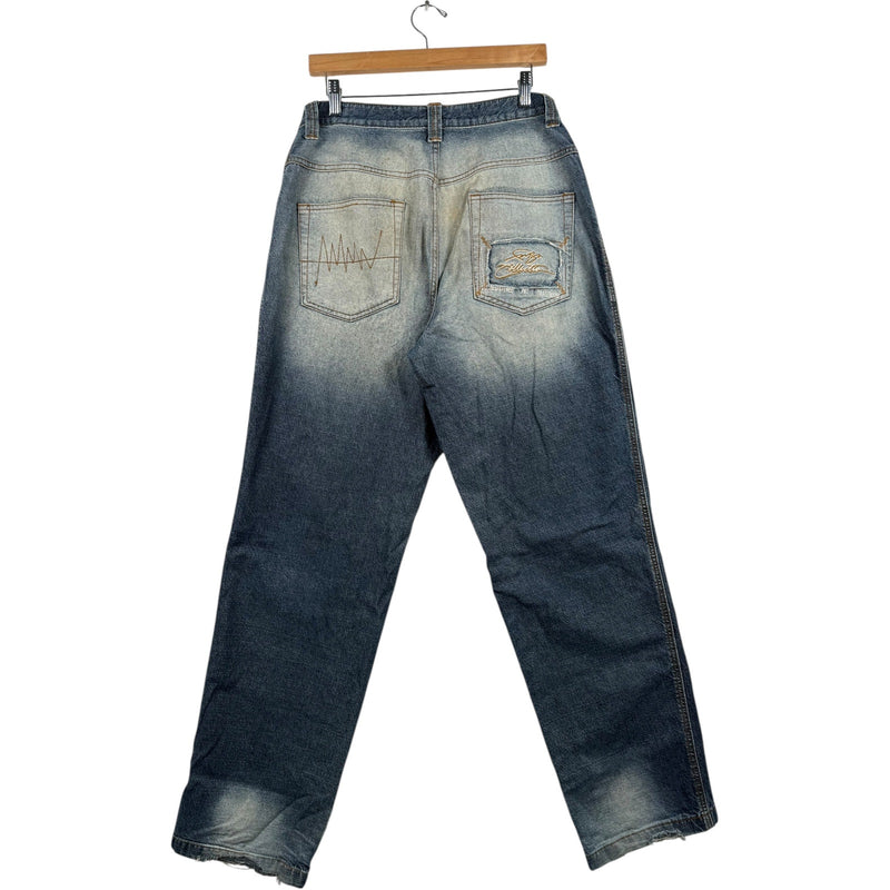 Vintage Fubu Faded Wide Leg Denim Jeans 32x34
