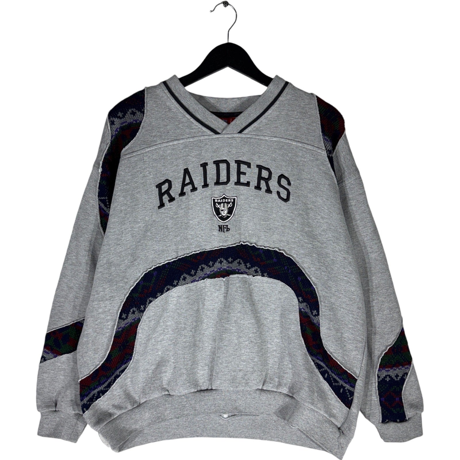 Vintage NFL Oakland Raiders Cut & Sew Spellout Crewneck