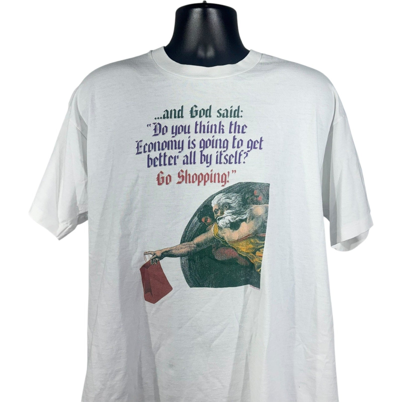 Vintage "Go Shopping" Comedic Art Tee 90s