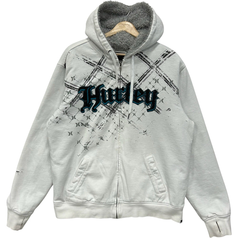 Vintage Hurley Spellout Fur Lined Full Zip Hoodie