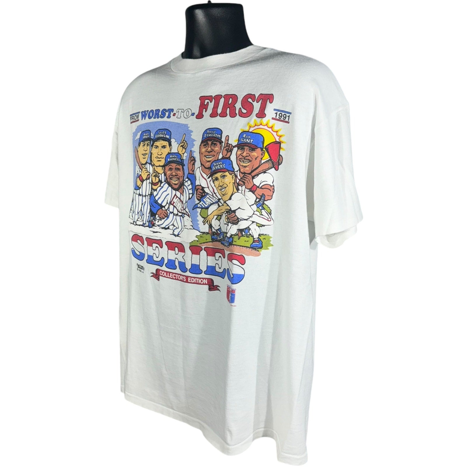 Vintage "Worst To First Series" Twins vs Braves Tee 1991