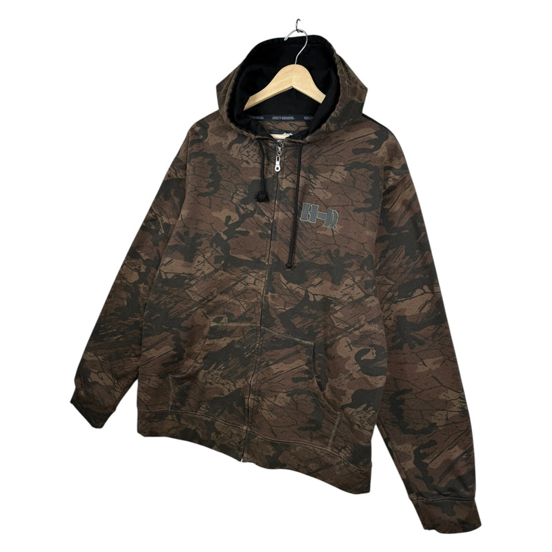 Vintage Harley Davidson Camo Full Zip Hoodie