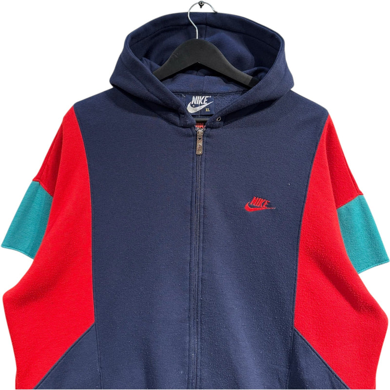 Vintage Nike Mini Swoosh Logo Colorblock Hoodie 80s