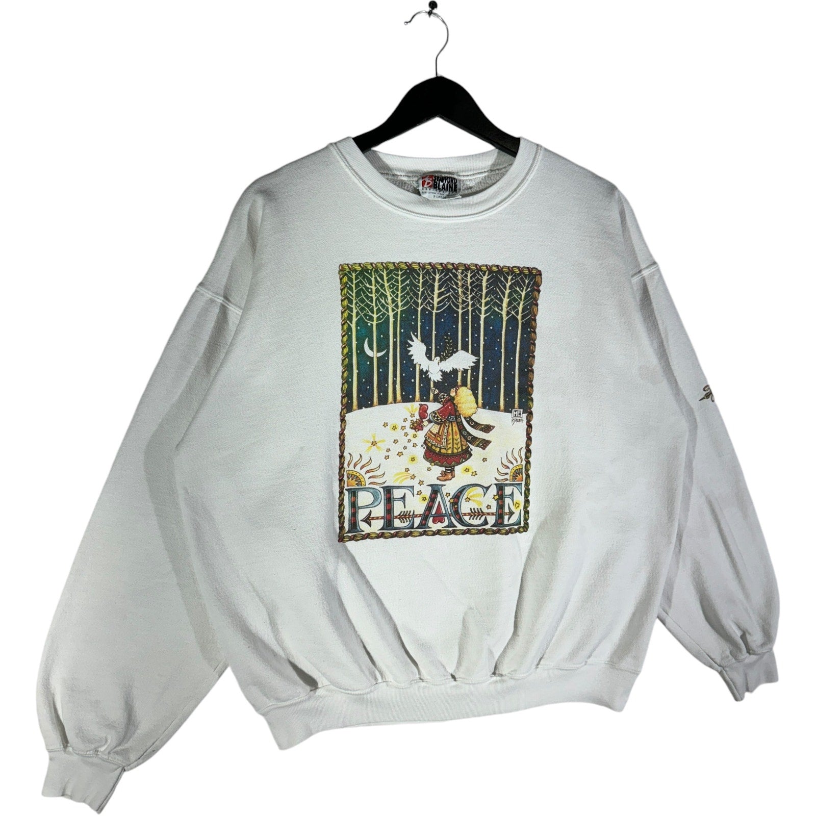 Vintage Stafford Blaine Design Peace Forest Art Crewneck