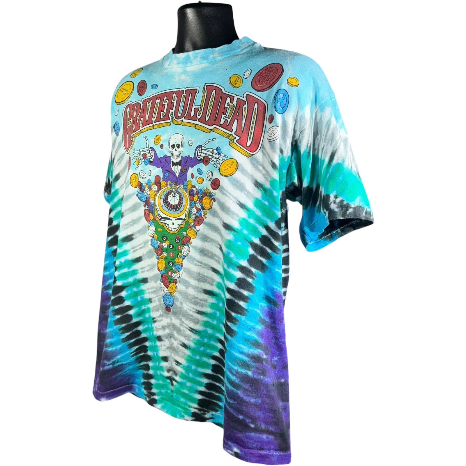 Vintage Liquid Blue Grateful Dead Las Vegas Tie-Dye Tee 1991