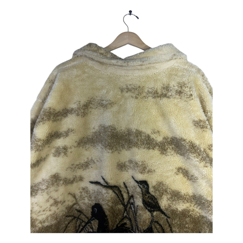 Vintage Fleece Allover Nature Print Outdoor Jacket