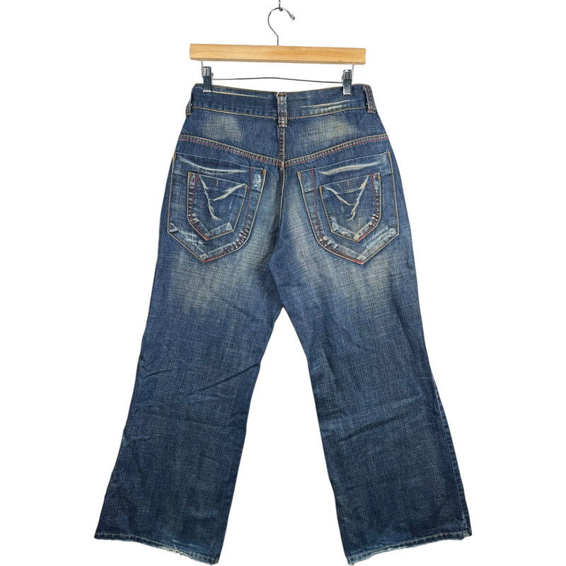 Vintage Utility Wide Leg Denim Jeans 32