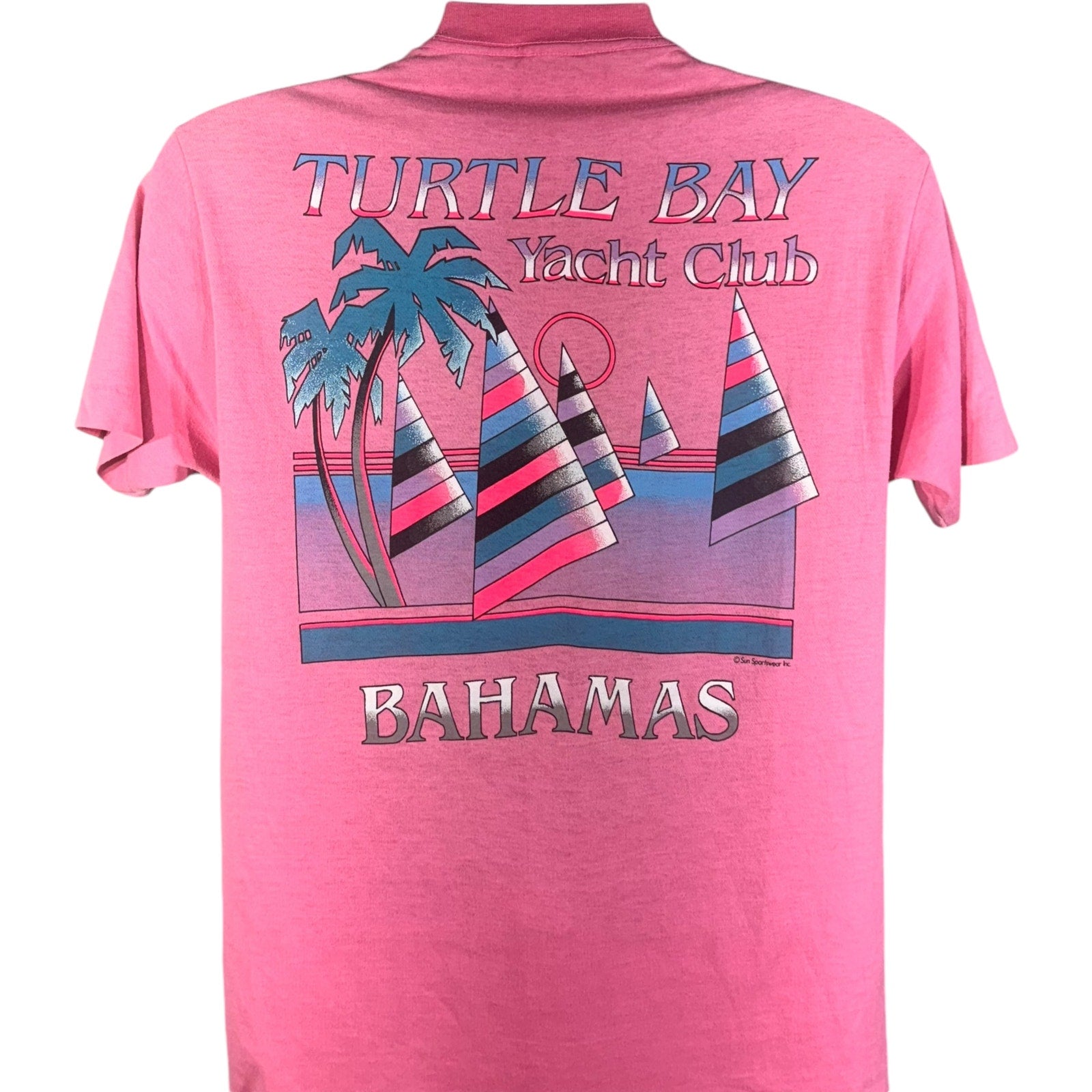 Vintage Bahamas Turtle Bay Yacht Club Souvenir Pocket Tee