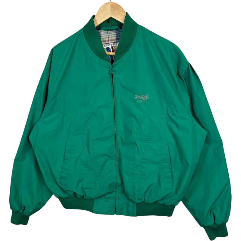 Vintage Perry Ellis Blank Full Zip Bomber Light Jacket