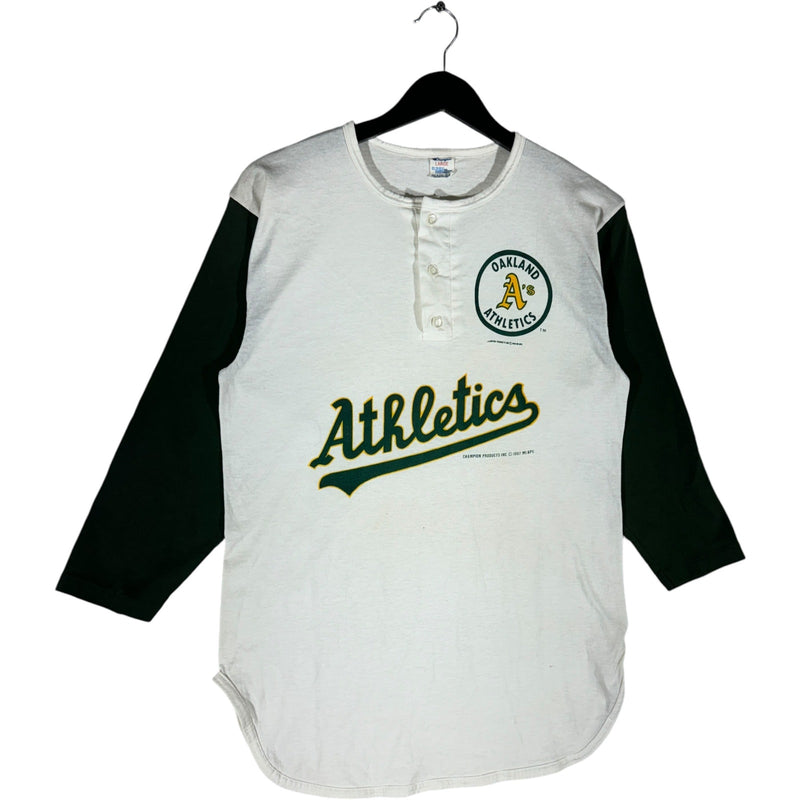 Vintage Champion Oakland Athletics Henley Raglan Shirt 1987