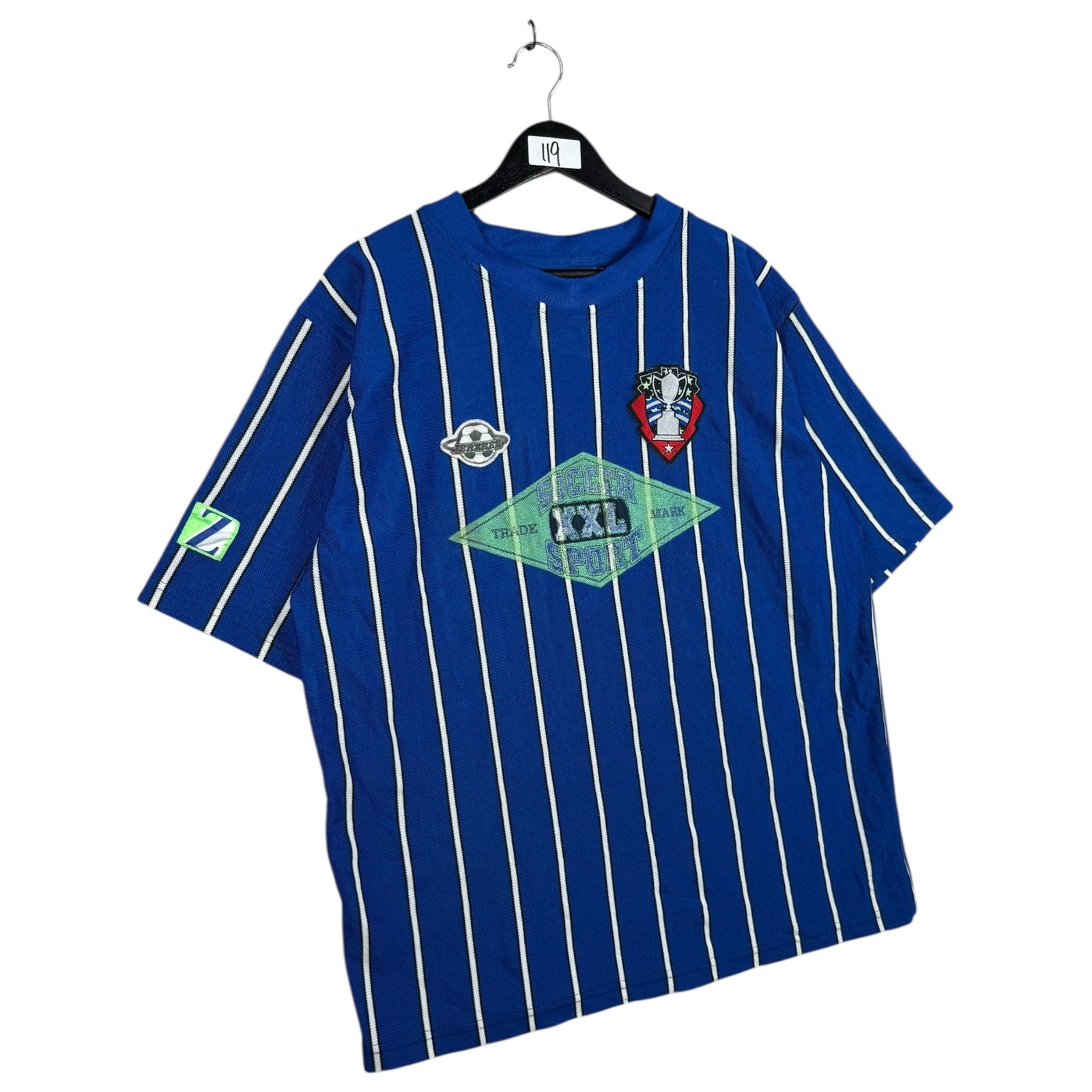 Vintage Jerzees Sport Soccer Athletic Striped T-Shirt