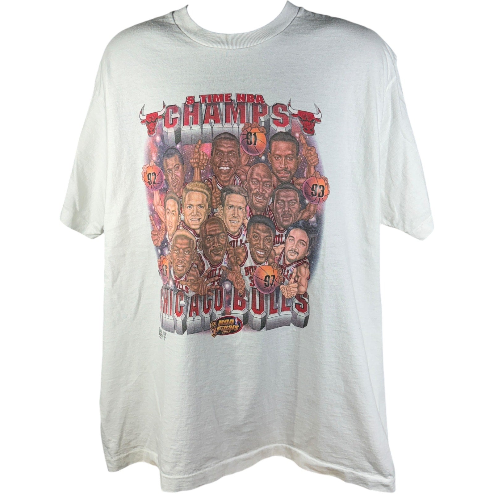 Vintage NBA Chicago Bulls Five Time Champions Tee 1997