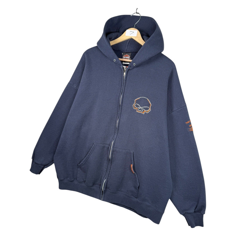 Vintage Harley Davidson Skull Full Zip Hoodie