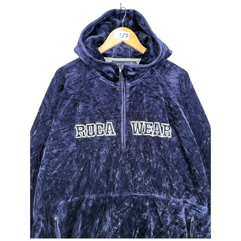 Vintage Rocawear Velvet  1/2 Zip Pullover Hoodie