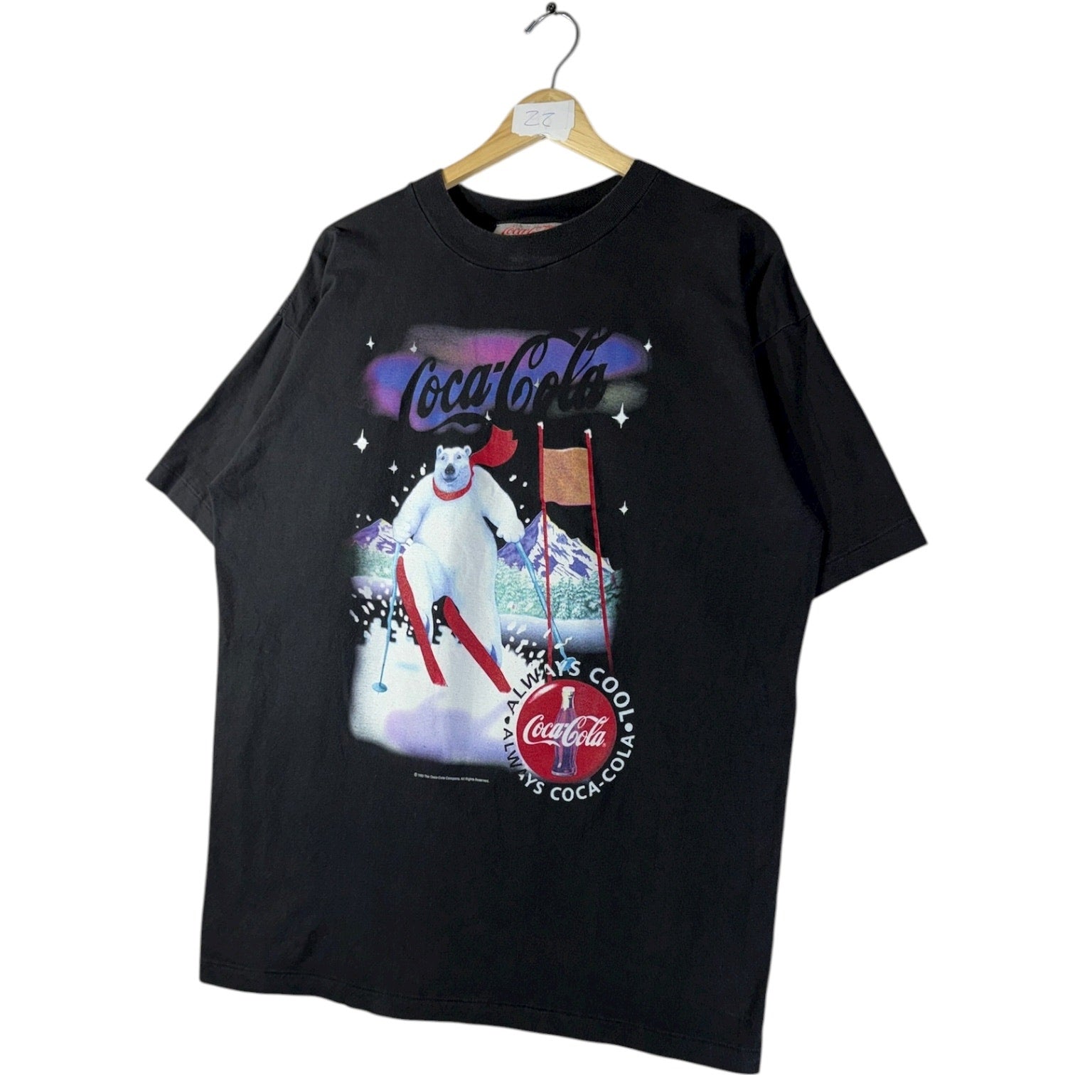 Vintage Coca-Cola Polar Bear Skiing Graphic T-Shirt
