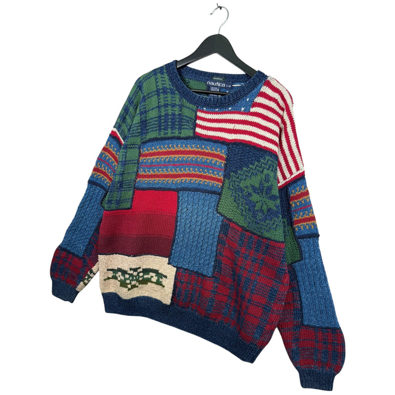 Vintage Crochet Knit Patchwork Relaxed Sweater