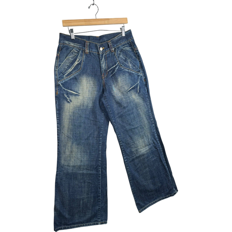 Vintage Utility Wide Leg Denim Jeans 32