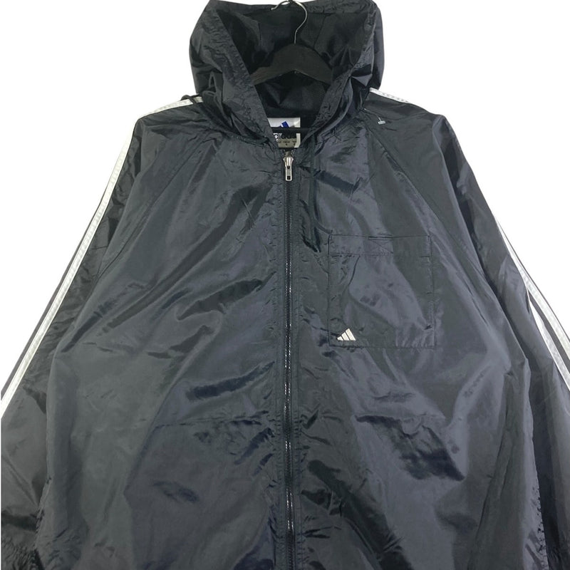 Vintage Adidas 3 Stripes Hooded Full Zip Windbreaker